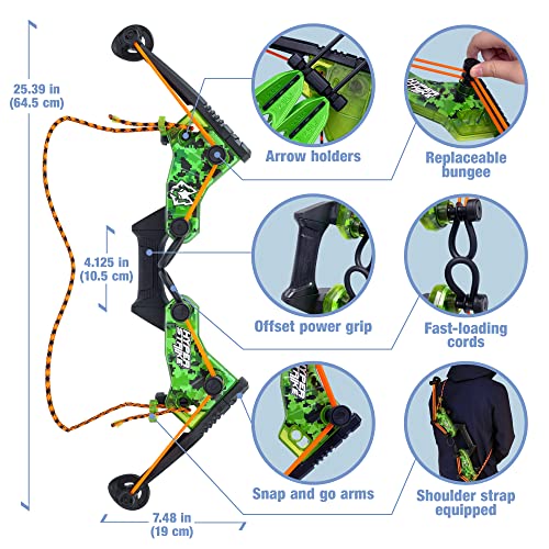 Zing HyperStrike Dominator Bow Battle Pack - 2 Dominator Bows, 20 Zonic Whistle Arrows, 2 Sets of Bungee Replacements, 2 Shoulder Straps and 4 Arrow Holders - Long Range Outdoor Play, Ages 14 and Up - Image 3