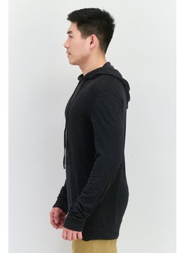 French Connection Men Hooded Long Sleeves Heather Sweater, Charcoal  - Image 2