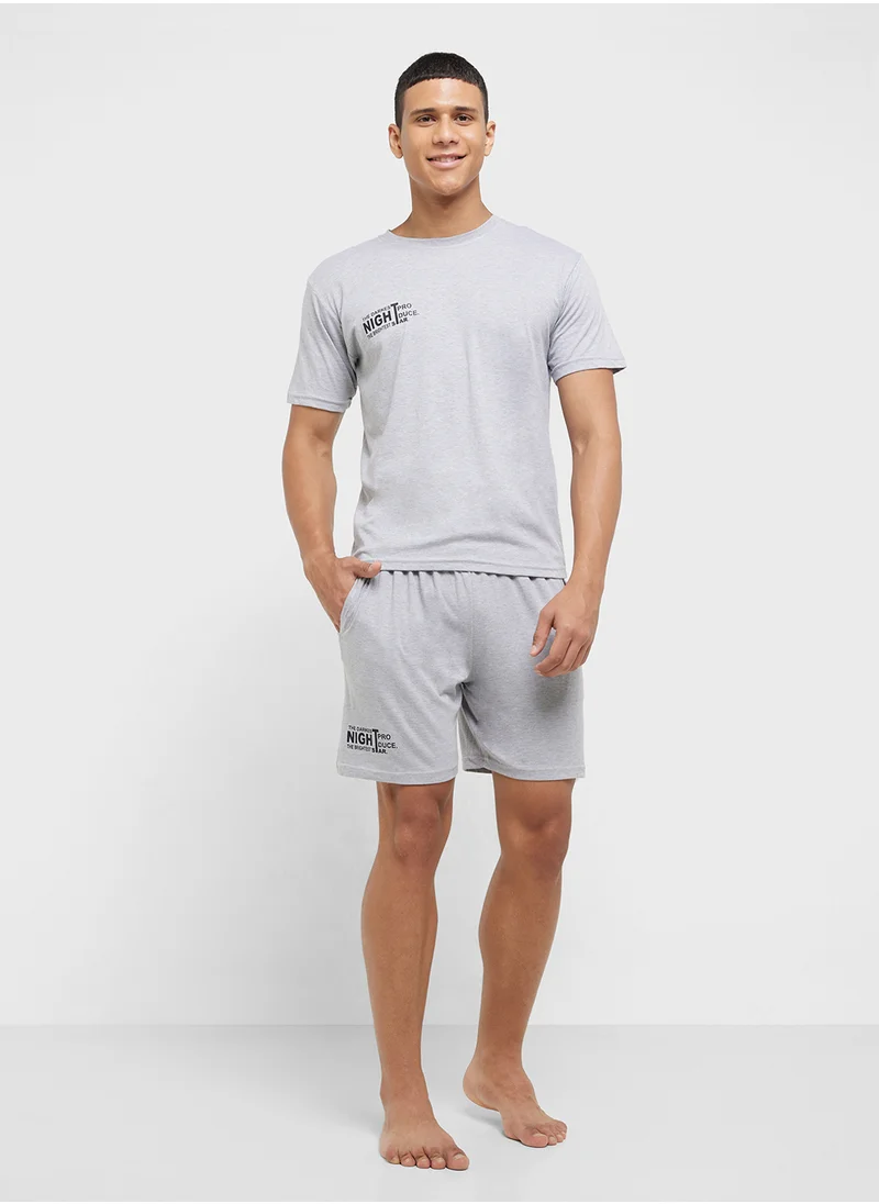 سفنتي فايف Nightwear T-Shirt & Shorts Set