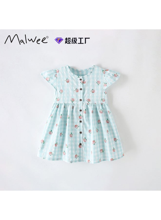 Girls Plaid Dress Summer New European and American Style Cute Princess Dress for Kids
