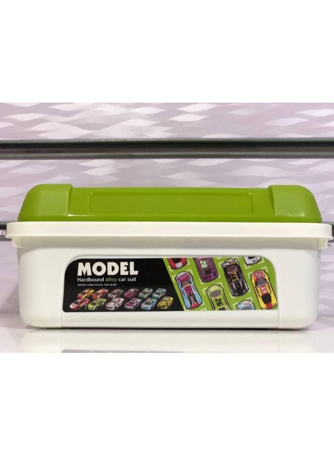 Collection of metal cars in a special box