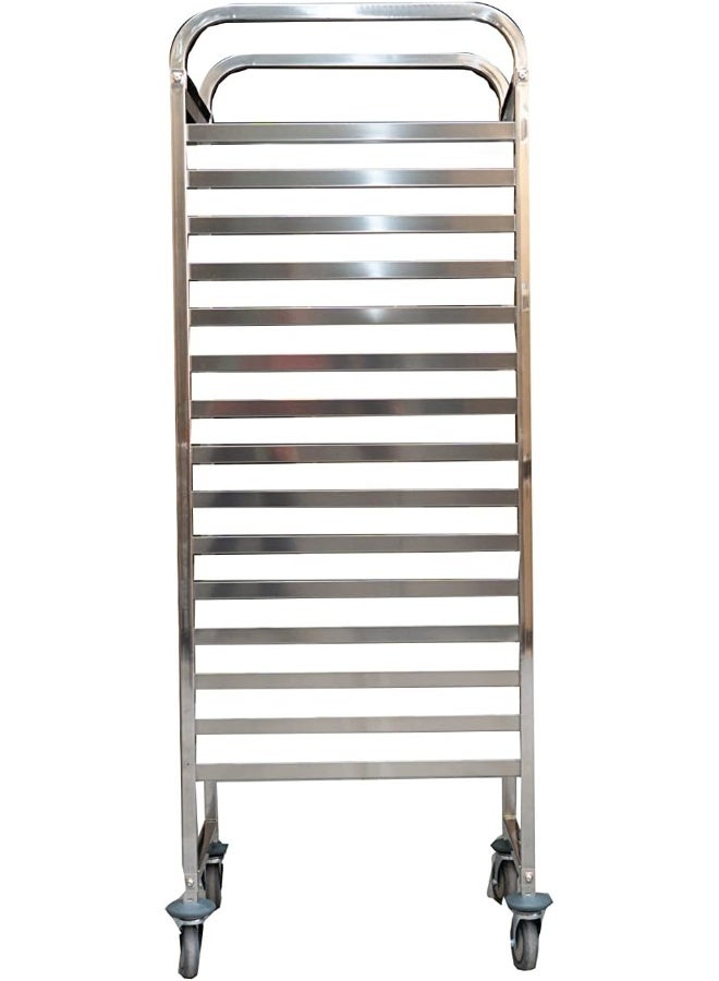 SOFIA REFRIGERATION GN (Gastronorm) Tray Trolley Stainless Steel Food Heavy Duty Transport Trolley 15 GN Containers slots (GN 1/1) - Image 2