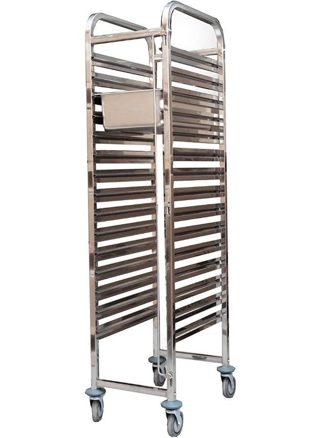 SOFIA REFRIGERATION GN (Gastronorm) Tray Trolley Stainless Steel Food Heavy Duty Transport Trolley 15 GN Containers slots (GN 1/1) - Image 1