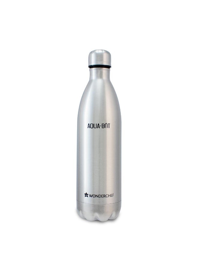 Wonderchef Aqua-Bot, 750ml, Double Wall Stainless Steel Vacuum Insulated Hot and Cold Flask, Spill & Leak Proof, Silver, 2 Years Warranty - Image 1