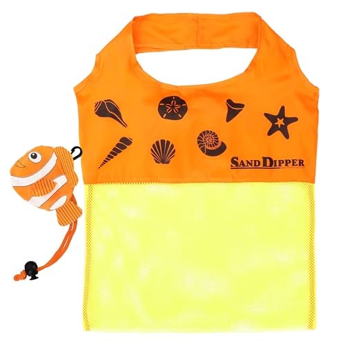 Sand Dipper Expandable Mesh Tote Bag Cute Orange Clownfish nylon bag Orange clownfish - Image 1