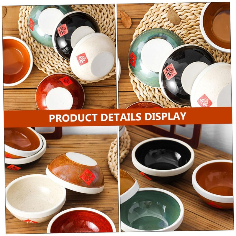 Rustic Ceramic Bowls Set 4pcs 4.5 Inch Black Antique Copper Dinner Bowls - Image 4