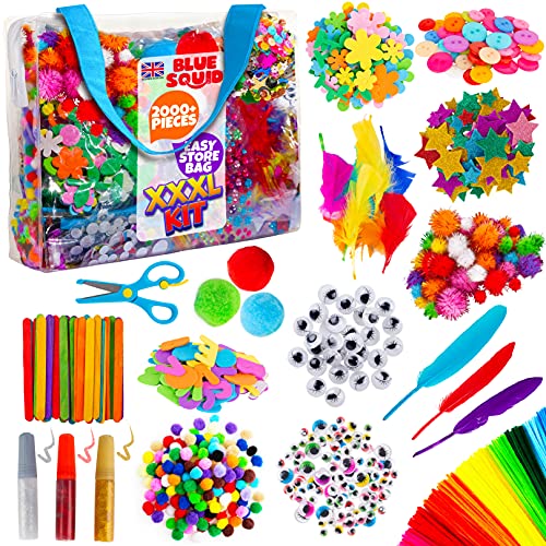 Blue Squid 2000+pcs Craft Kits for Kids, Ages 3-9 Girl Boys Gifts Arts and Crafts for Kids Craft Kits Toys for 3-9 Year Old Girls Boys Birthday Presents Gifts Crafts for 4-10 Year Olds - Image 1