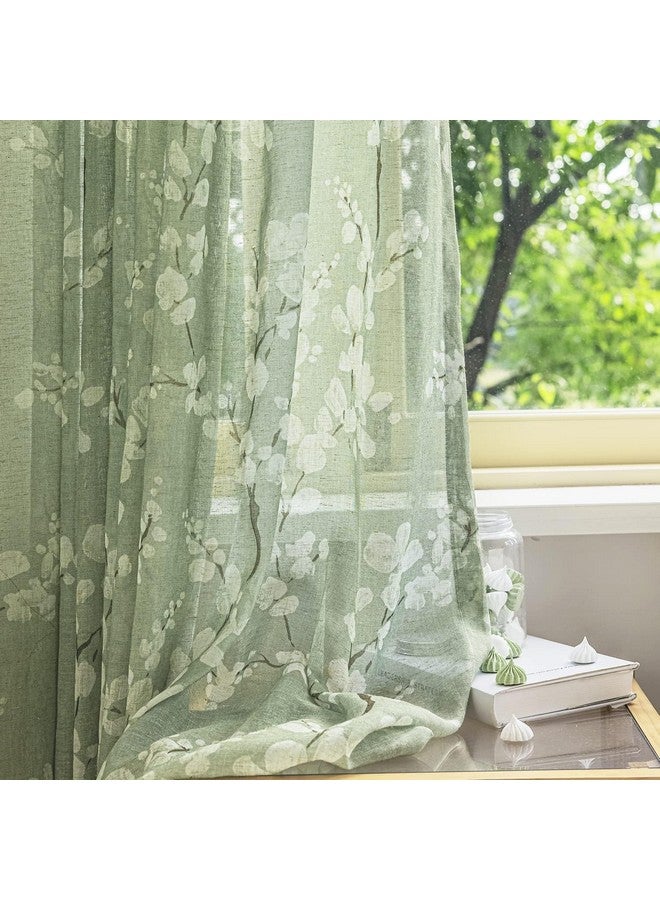 BFAM - Floral Print Sheer Curtains for Living Room Vintage White Floral Print Window Drapes for Bedroom, Sold as 1 - Image 3