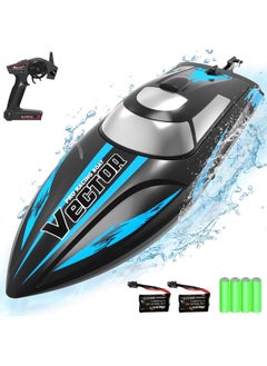VOLANTEXRC VOLANTEXRC RC Boat 20MPH Fast RC Boat for Adults 2.4Ghz Remote Control Boat for Pools and Lake with 2 Rechargeable Batteries Toys Gifts for Boys Girls Black  - Image 1