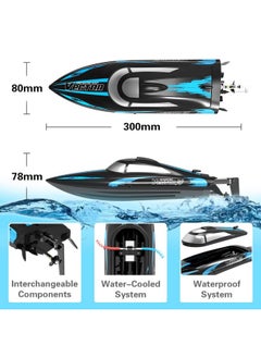 VOLANTEXRC VOLANTEXRC RC Boat 20MPH Fast RC Boat for Adults 2.4Ghz Remote Control Boat for Pools and Lake with 2 Rechargeable Batteries Toys Gifts for Boys Girls Black  - Image 5