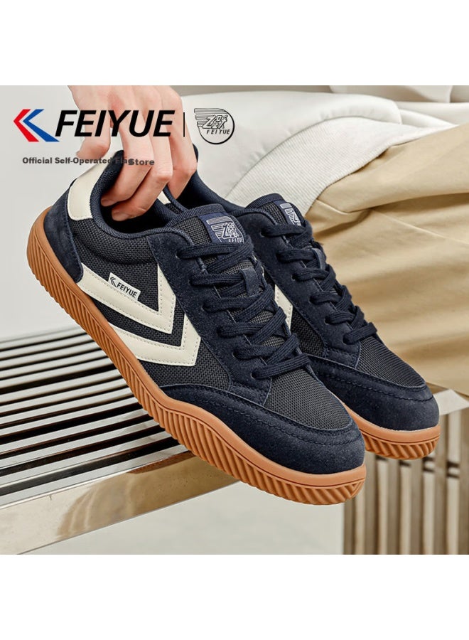 Feiyue Official Men's Shoes, Dexun Shoes For Men, 2025 Winter New Style, Thickened Warm Casual Shoes For Men, Deep Blue And Beige, Size 39 - Image 1
