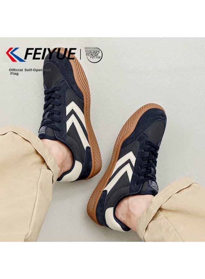 Feiyue Official Men's Shoes, Dexun Shoes For Men, 2025 Winter New Style, Thickened Warm Casual Shoes For Men, Deep Blue And Beige, Size 39 - Image 2