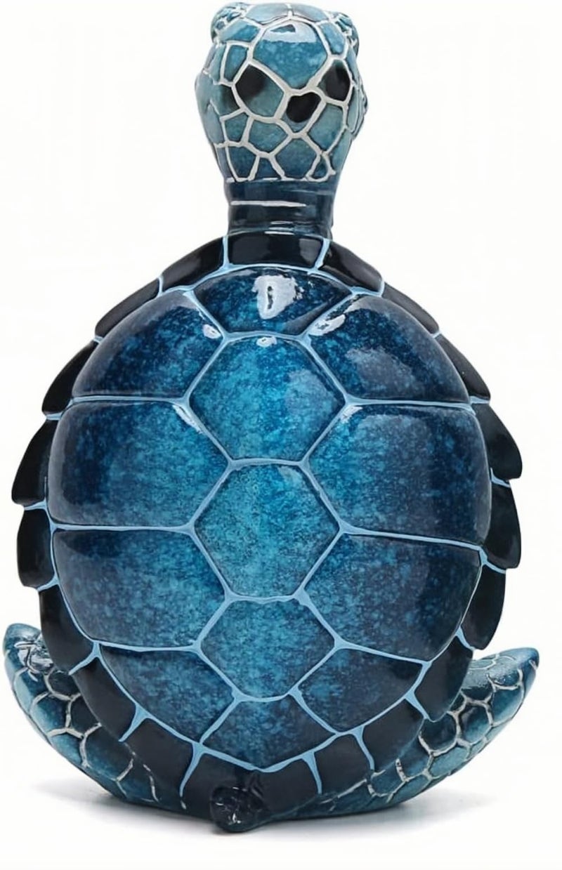VVGIFTS SEA SEA TURTLE تأمل اليوغا ديكور حديقة تمثال البحر سلحفاة البحر تأمل ديكورات الشاطئ الساحلية تمثال راتنج اليوغا Zen لزخارف المكتب المنزلي (ضع النخيل معًا) - Image 5