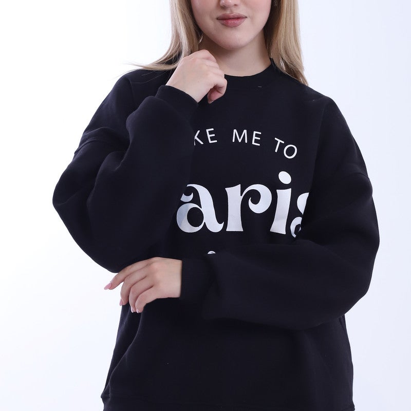 بيبو سويت شيرت نسائي  مطبوع_اسود - Image 3