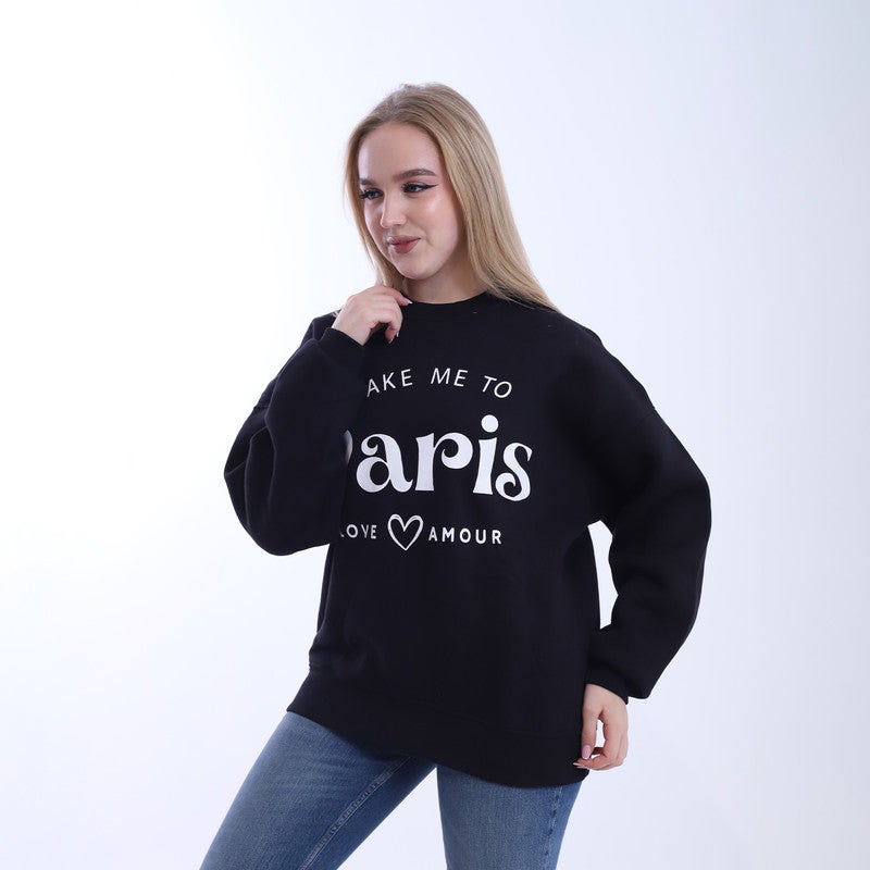 بيبو سويت شيرت نسائي  مطبوع_اسود - Image 2