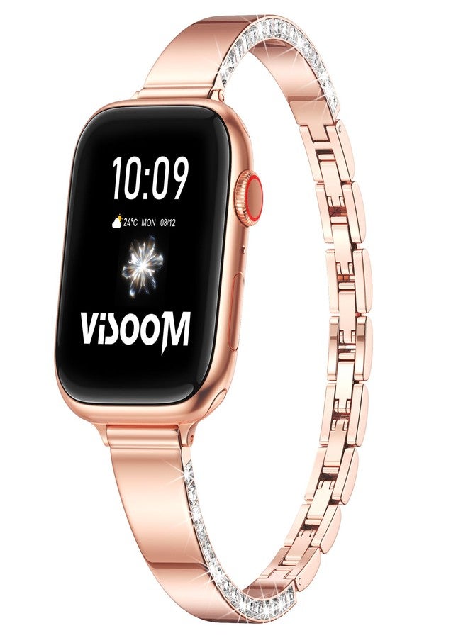 VISOOM Designer Bracelet for Apple Watch 42/41/40/38mm Bands Women-Metal/Dressy/Thin/Slim/Jewelry/Unique Rose Gold Apple Watch Series Se 11 10 9 8 7 6 5 4 3 2 1 iWatch Bracelet Bands for Women - Image 1