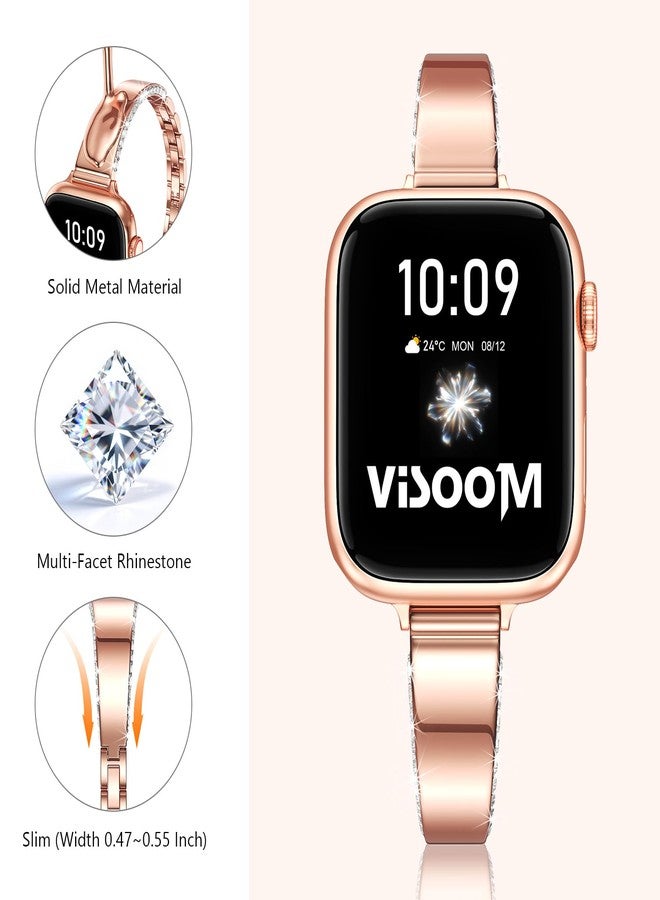 VISOOM Designer Bracelet for Apple Watch 42/41/40/38mm Bands Women-Metal/Dressy/Thin/Slim/Jewelry/Unique Rose Gold Apple Watch Series Se 11 10 9 8 7 6 5 4 3 2 1 iWatch Bracelet Bands for Women - Image 5