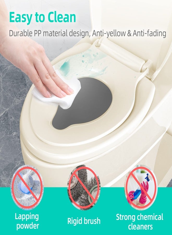 Uming Elongated Toilet Seat with Built-in Potty Training Seat for Toddlers& Adults, Slow Close, Never Loosen, Heavy Duty, Ergonomic, Space Saving Toddler Toilet Seat, (Elongated 18.5", Oval, Bone/Almond) - Image 5