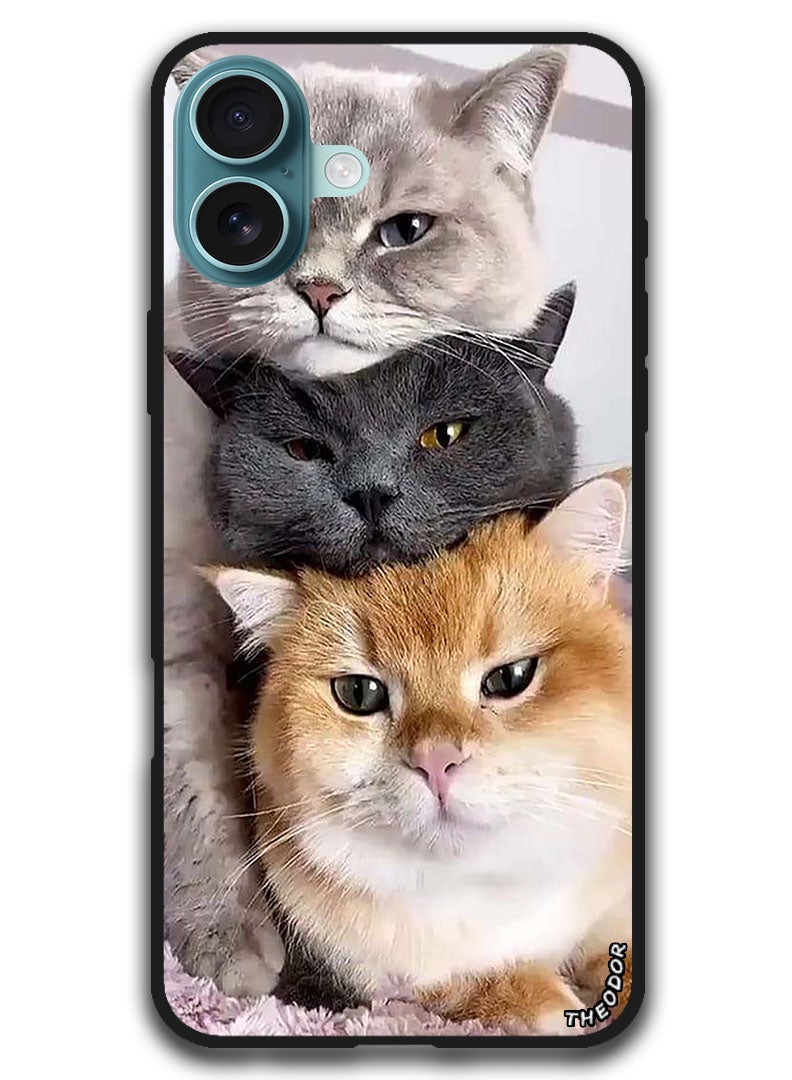 Theodor Protective Case Anti Scratch Shock Proof Bumper Cover For iPhone 16 Plus (6.7)-inch Cats - Image 1