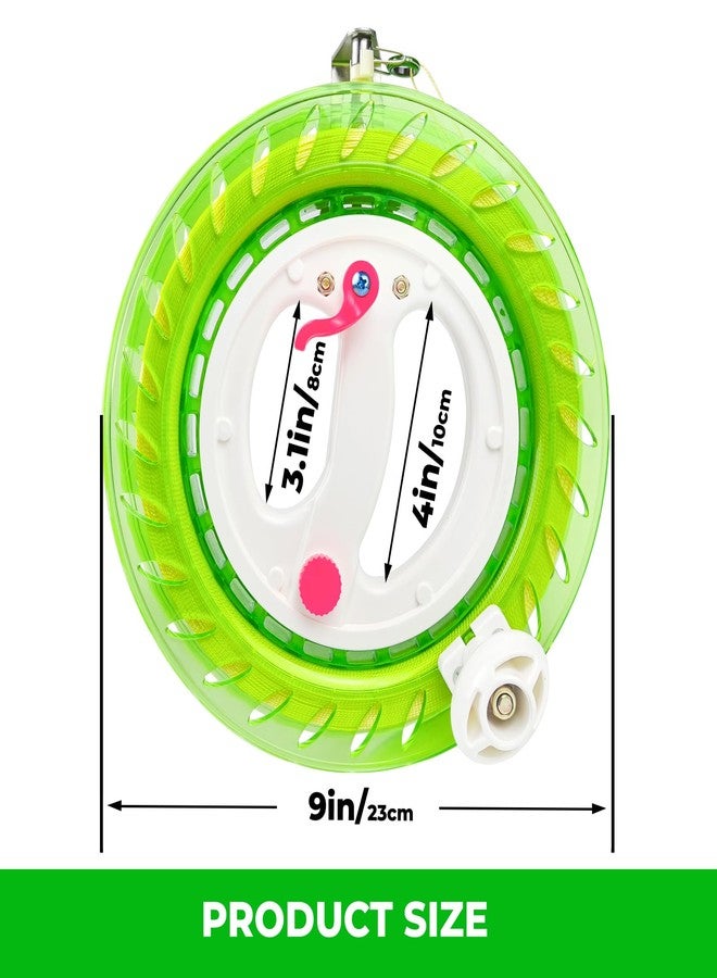 Flying Hoofer Kite Reel Winder for Adults & Kids - 9 Inch Dia, 1640FT High Strength String with Connector - Large Handle, Safety Lock, Kite Line Winder for Effortless Flying and Control.(Green) - Image 2