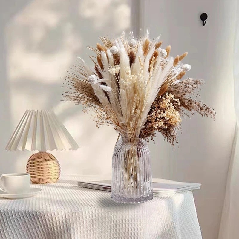 Bluejw 100PCS Natural Dried Pampas Grass Bouquet - Boho Home Decor, Phragmites Dried Flowers Arrangement for Wedding Centerpieces & Dried Plants Display - Image 3