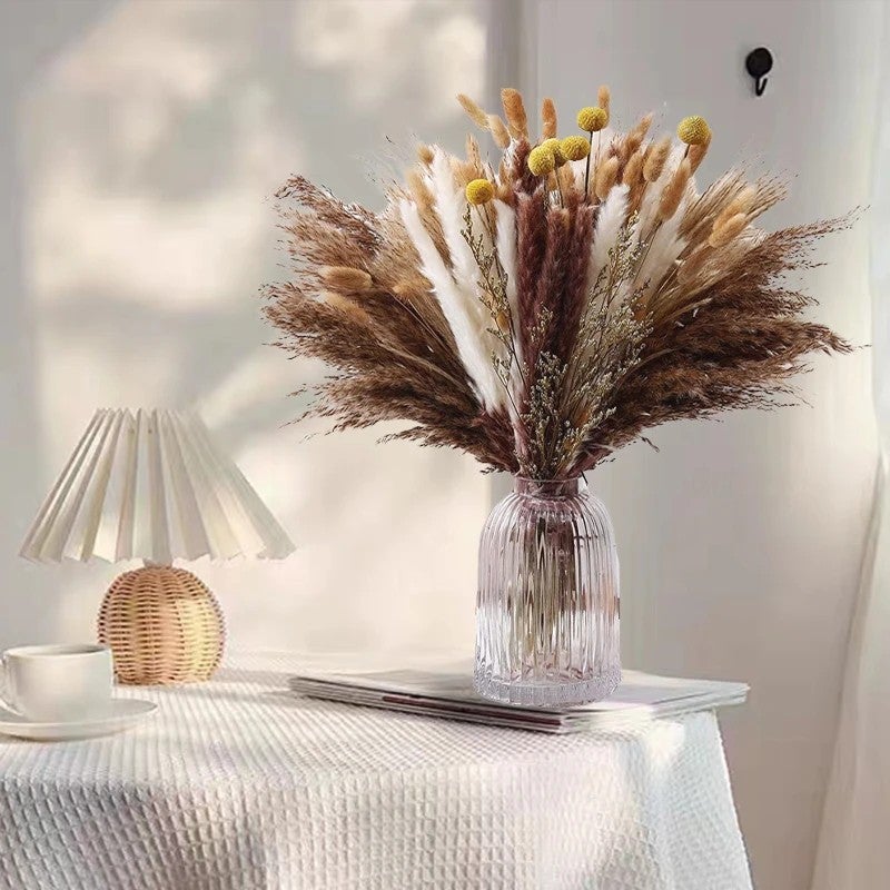 Bluejw 100PCS Natural Dried Pampas Grass Bouquet - Boho Home Decor, Phragmites Dried Flowers Arrangement for Wedding Centerpieces & Dried Plants Display - Image 5