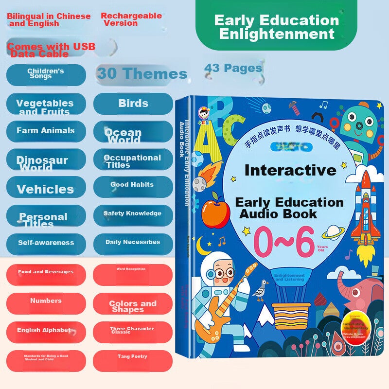 Guangduola Talking Early Education Audio Book for 0-6 Year Old Babies ، آلة قراءة النقاط المنتجة للصوت ، لعبة التنوير للأطفال والرضع ، هدية عيد ميلاد - Image 1