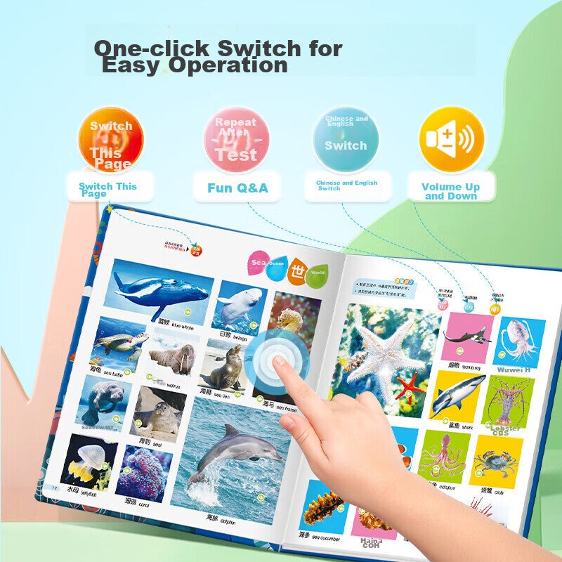 Guangduola Talking Early Education Audio Book for 0-6 Year Old Babies ، آلة قراءة النقاط المنتجة للصوت ، لعبة التنوير للأطفال والرضع ، هدية عيد ميلاد - Image 4