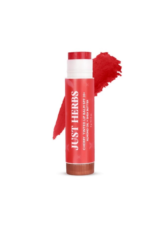 Just Herbs Tinted Lip Balm For Men And Women With Spf 20+ For Dark Lips To Lighten 4 G (Cherry)  - Image 1