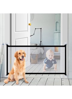 Happy Home Mesh Barrier Gate for Dogs and Animals Indoor and Outdoor Safety Gate Can Be Installed Anywhere for Dogs and Cats, Includes Hooks and Adhesive Posts, 110 x 77 cm  - Image 1