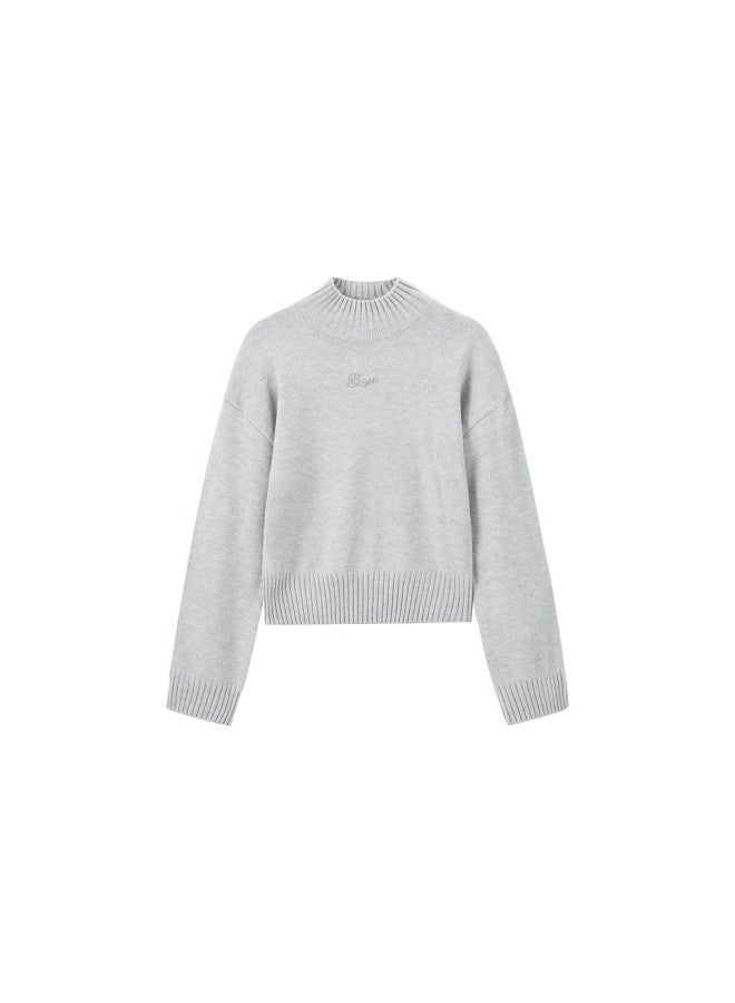 Waxbird Peacebird Women's Knit Sweater Half Turtleneck Soft Knitwear Winter Light Gray M - Image 5