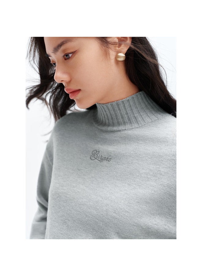 Waxbird Peacebird Women's Knit Sweater Half Turtleneck Soft Knitwear Winter Light Gray M - Image 4