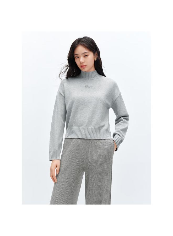 Waxbird Peacebird Women's Knit Sweater Half Turtleneck Soft Knitwear Winter Light Gray M - Image 3
