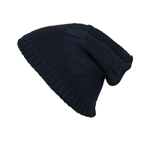 iSWEVEN Mens Womens Hat Beanie Cap, Unisex Winter Warm Knitted Hats, Fleece Lining Slouch Skull Beanies Caps for Men Women (4078B, Blue) - Image 3