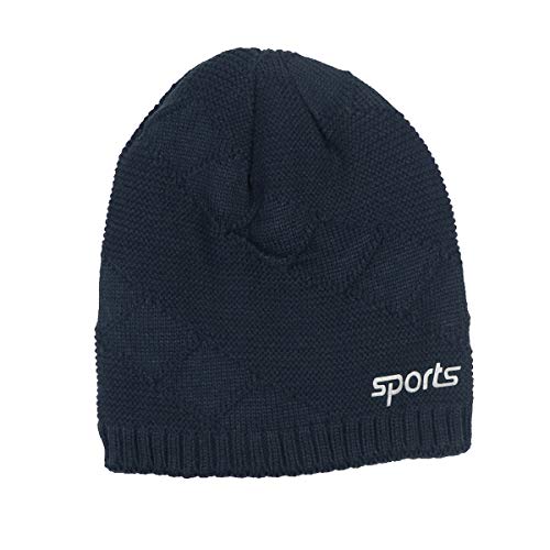 iSWEVEN Mens Womens Hat Beanie Cap, Unisex Winter Warm Knitted Hats, Fleece Lining Slouch Skull Beanies Caps for Men Women (4078B, Blue) - Image 5