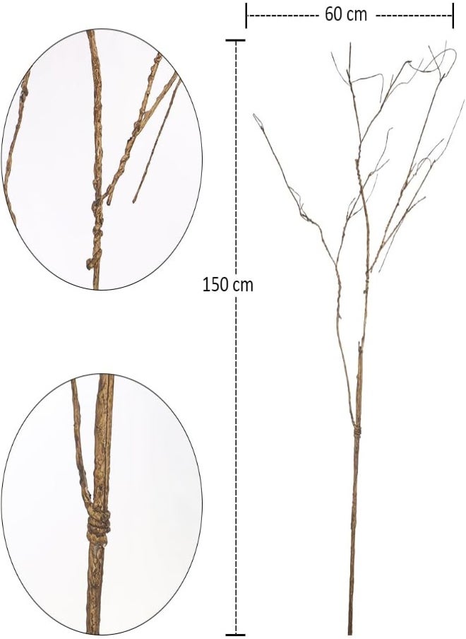 Artificial Willow Branch - Curly Willow Branches Decorative Dried Artificial Twigs - 150cm Bendable Sticks Vintage Vines Home Garden Hotel DIY (Light-Brown)