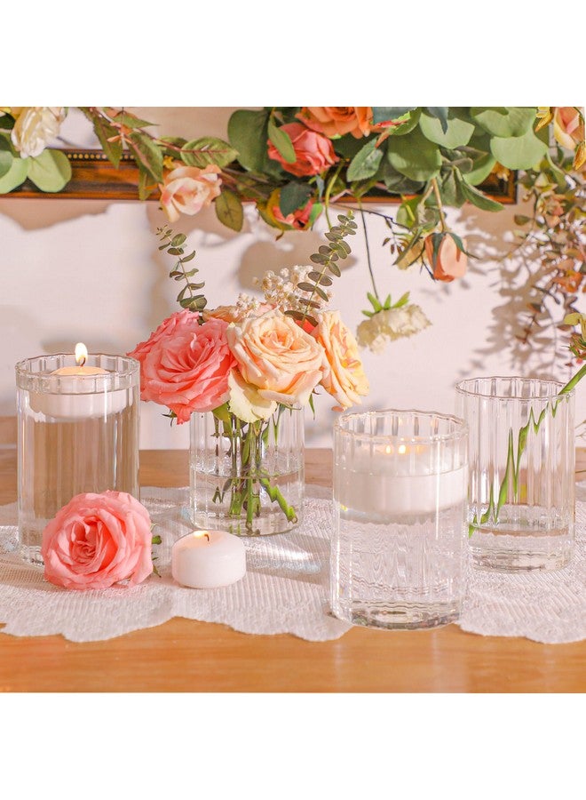 ComSaf Glass Cylinder Vases Pack of 12, Clear Ribbed Bud Vases for Centerpieces Weeding Decoration, 6 inch Tall Clear Flower Vases in Bulk, Hurricane Candle Holder for Party Home Decor - Image 2