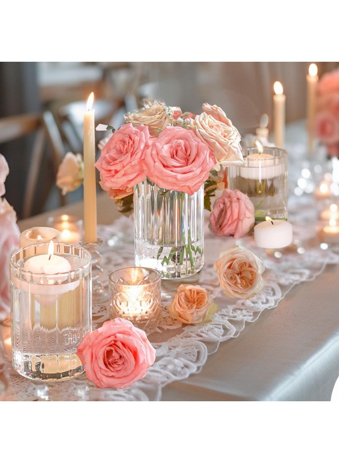 ComSaf Glass Cylinder Vases Pack of 12, Clear Ribbed Bud Vases for Centerpieces Weeding Decoration, 6 inch Tall Clear Flower Vases in Bulk, Hurricane Candle Holder for Party Home Decor - Image 1