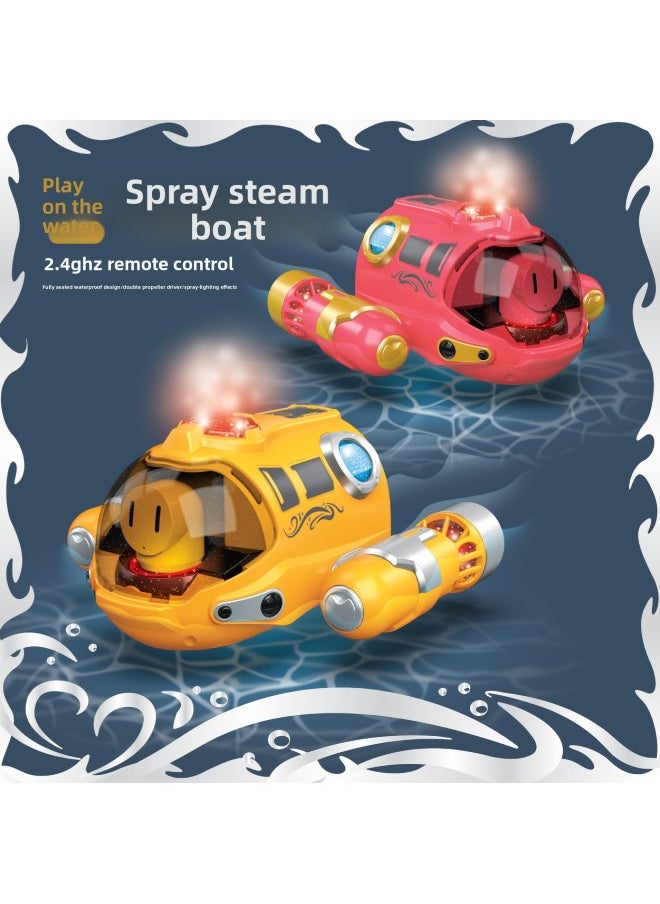 Light Spray Airboat Double Propeller 2.4g Remote Control Boat Children's Swimming Pool Water Electric Toy-Color:Red  - Image 2
