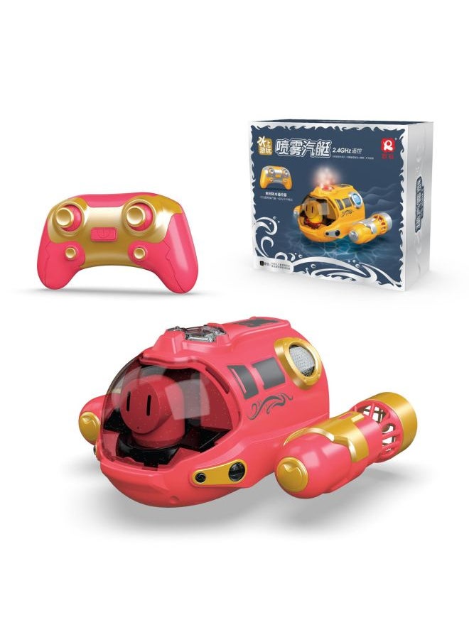 Light Spray Airboat Double Propeller 2.4g Remote Control Boat Children's Swimming Pool Water Electric Toy-Color:Red  - Image 1