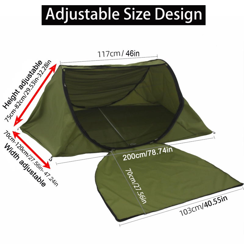 CMINGJ Portable pop up Camping Tent with Double Door Design, Folding Mosquito Net Tent with Storage Bag, Suitable for Camping, Hiking and Outdoor Activities, Adjustable Size, Easy Setup, Army Green - Image 3