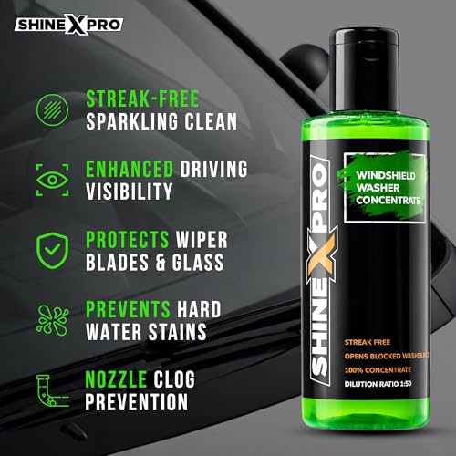 ShineXPro 200mL Windshield Washer Fluid For Car - Car Windshield Cleaner Liquid In Concentrate Form (20mL Enough For 1L Tank) - Get A Streak Free Finish With Our Car Wiper Liquid - Image 2