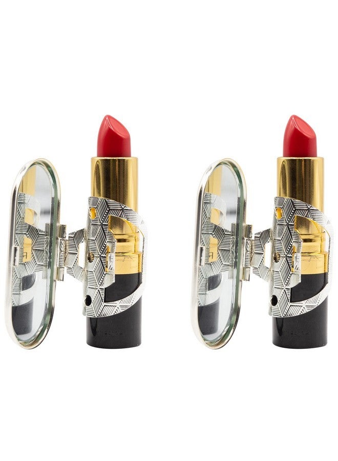 ستيفاني إمبورتس مجموعة من مرآتين أحمر شفاه دائريتين بمشبك من ستيفاني إمبورتس (لون عتيق) - Image 4