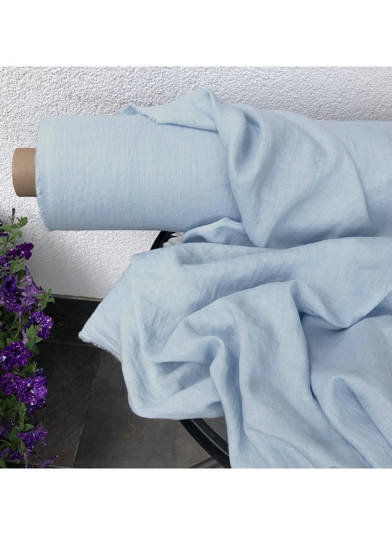 JewelOnPalette Linen Cotton Blend Fabric, Cut by The Yard for Dress, Blouse, Shirt, Craft and Embroidery - Light Blue - Image 1