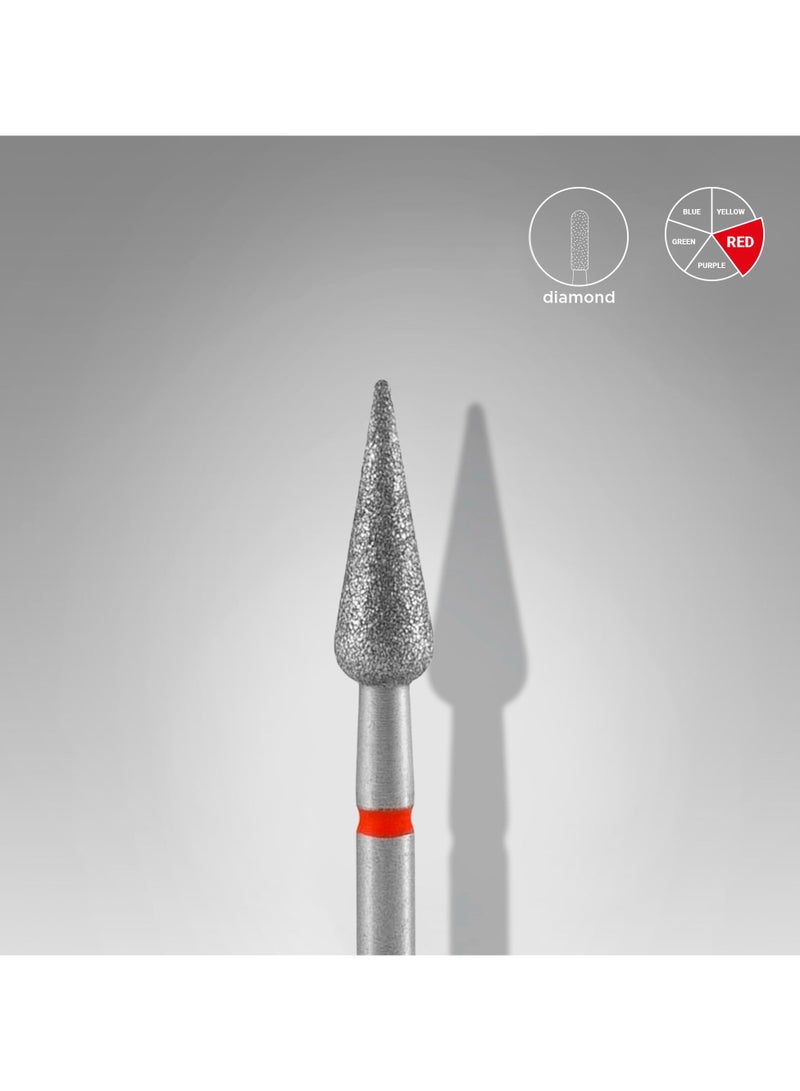 STALEKS PRO بت حفر الأظافر الماسية مدبب كمثرى أحمر رأس EXPERT قطر 4 مم / جزء العمل 12 مم - Image 1