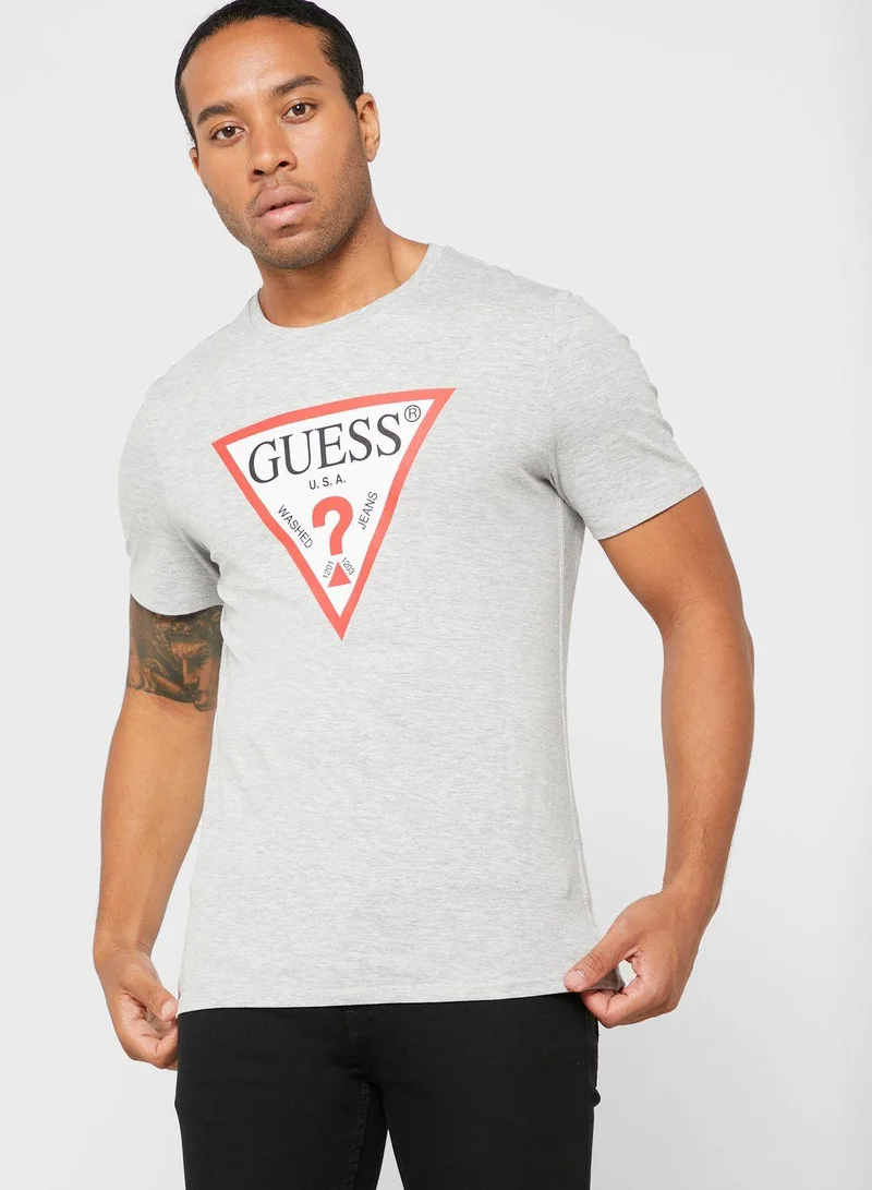 GUESS Logo Crew Neck T-Shirt