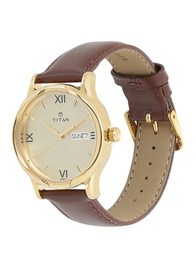 TITAN Men's Analog Round Shape Leather Wrist Watch - 1580YL05 - 42.6 Mm  - Image 2