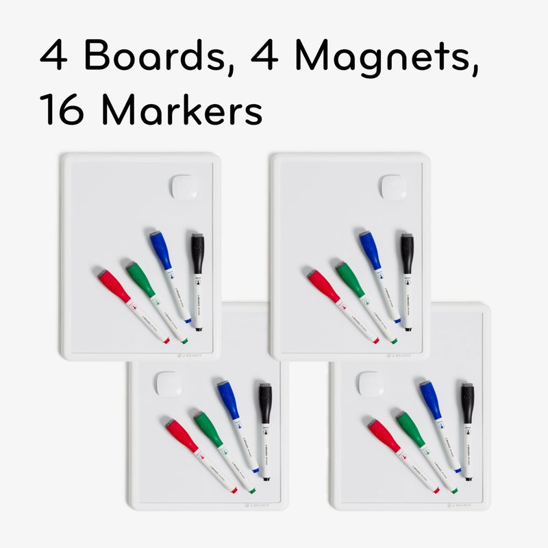U Brands Contempo Magnetic Dry Erase Board White Board Bundle, 8.5" x 11", White Modern Frame, Includes 4 Boards, 16 Markers and 4 Magnets - Image 3