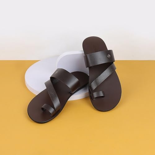 Mochi Men Brown Leather Chappal UK/7 EU/41 (16-805) - Image 2