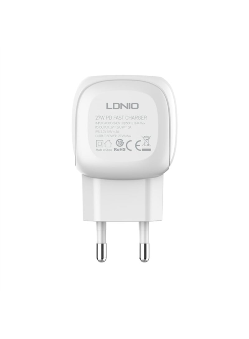 لدنيو شاحن منزلي Ldnio A1206C C-C، شحن سريع من USB-C إلى USB-C لاتصال سلس بالأجهزة، بطول 1 متر، شحن. شاحن منزلي Ldnio A1206C C-C، شحن سريع من USB-C إلى USB-C لاتصال سلس بالأجهزة، بطول 1 متر، شحن. أبيض - Image 1